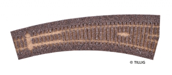 TILLIG 86519 - H0 Gleisbettung Elitegleis dunkel (braun) für Innenbogenweiche rechts 20,7°